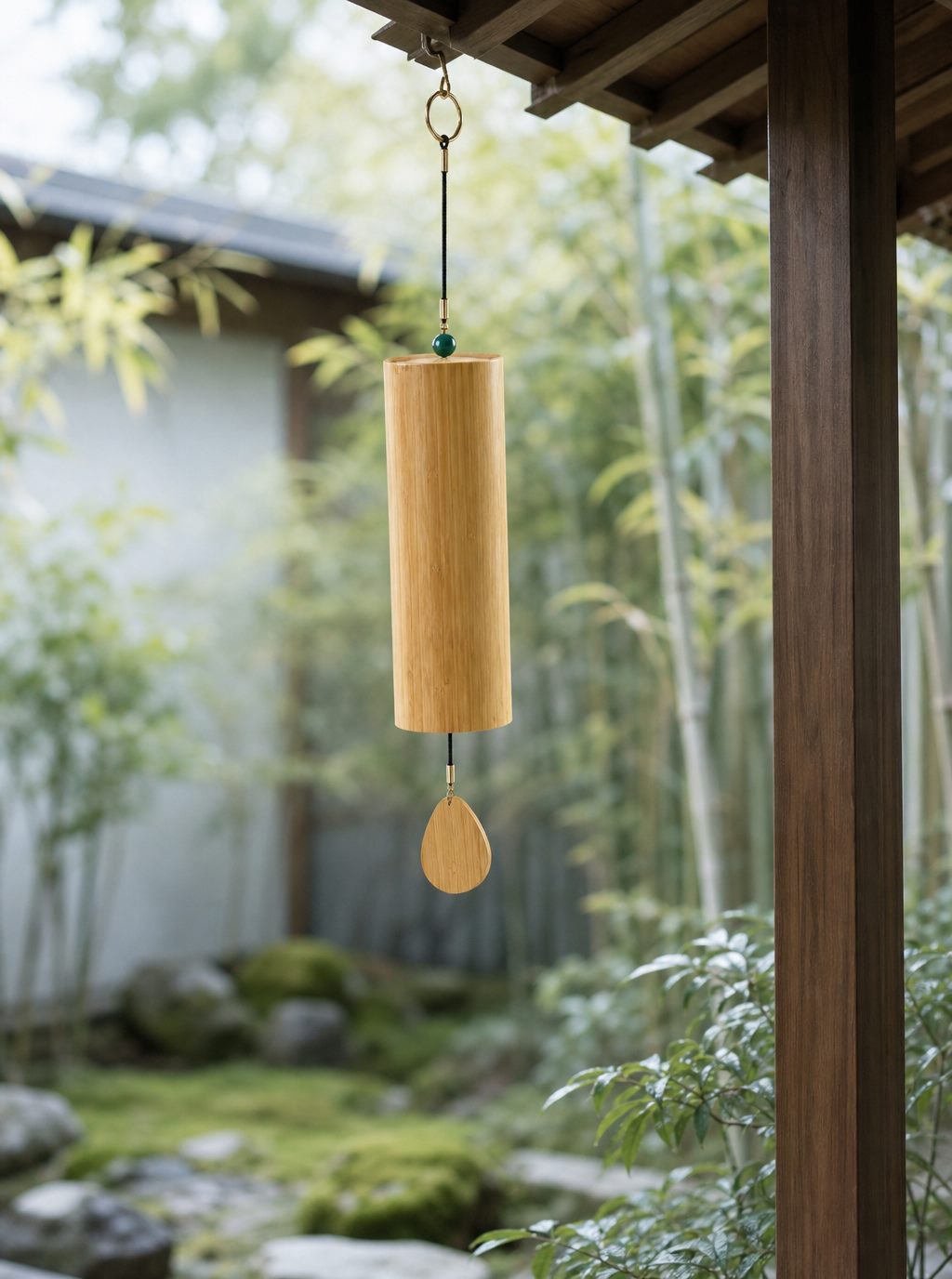 Wind chime in a quiet garden