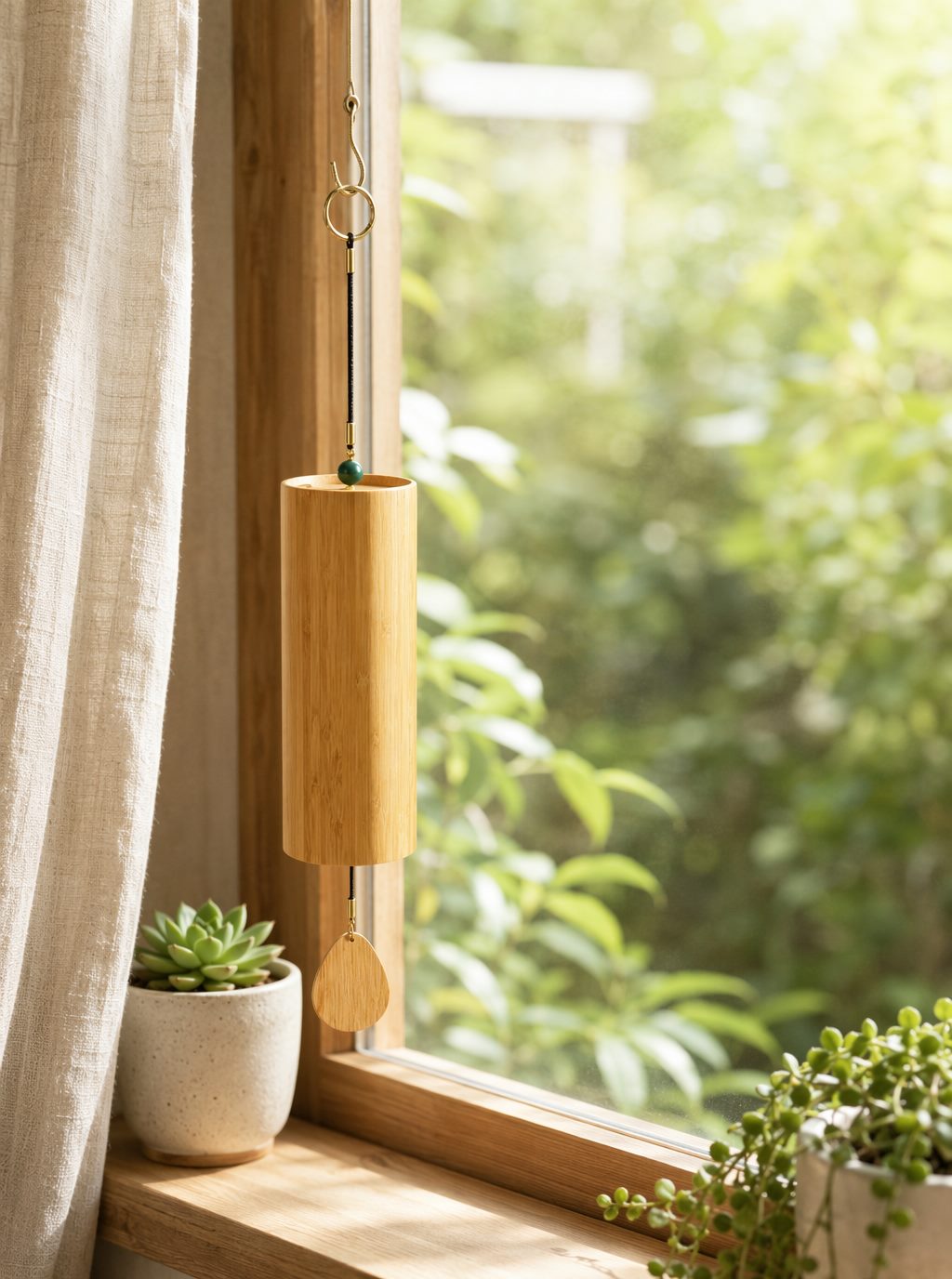 Wind chime by the window