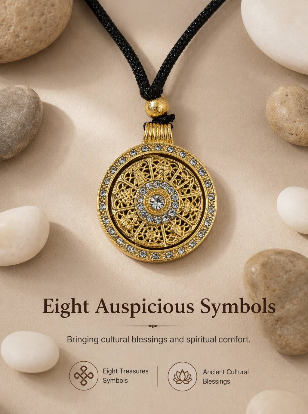 Eight Treasures Compass Pendant Necklace - Image 2