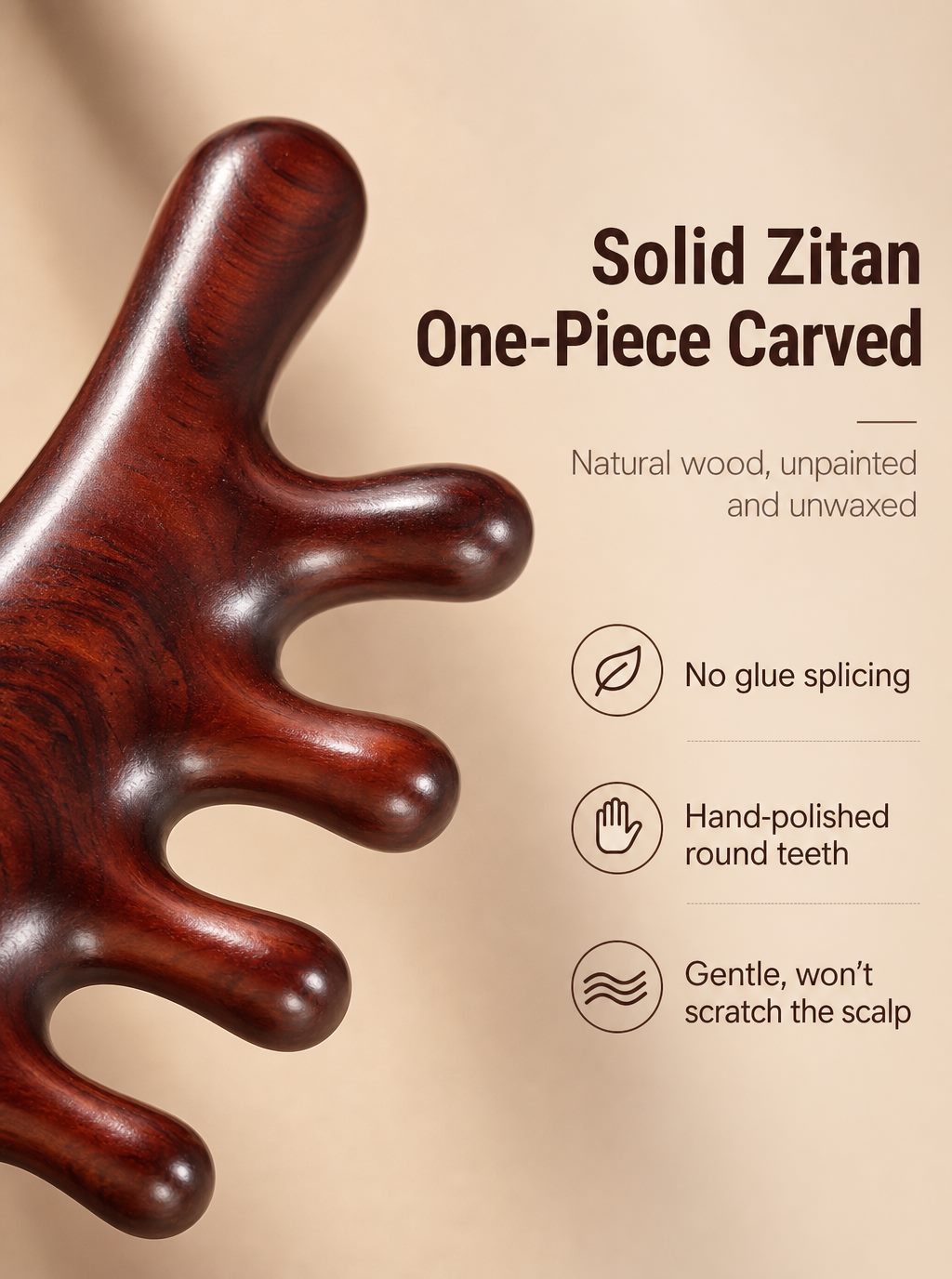 Handmade African Padauk Massage Comb - Image 4